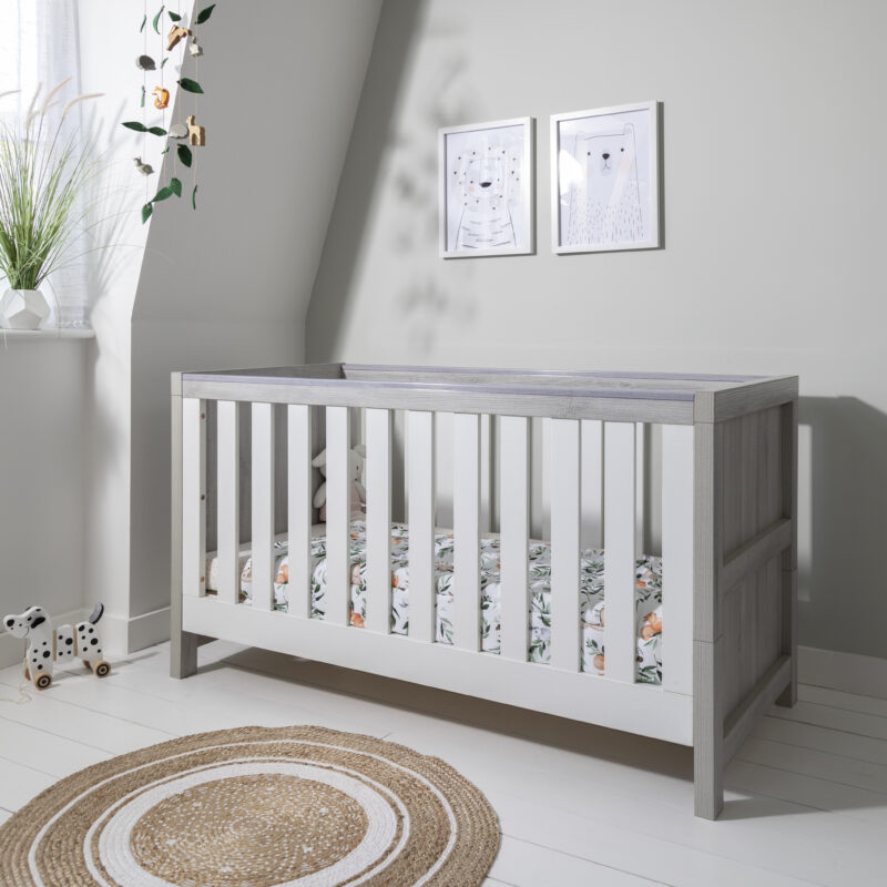Modena 3 in 1 Cot Bed - Grey Ash & White