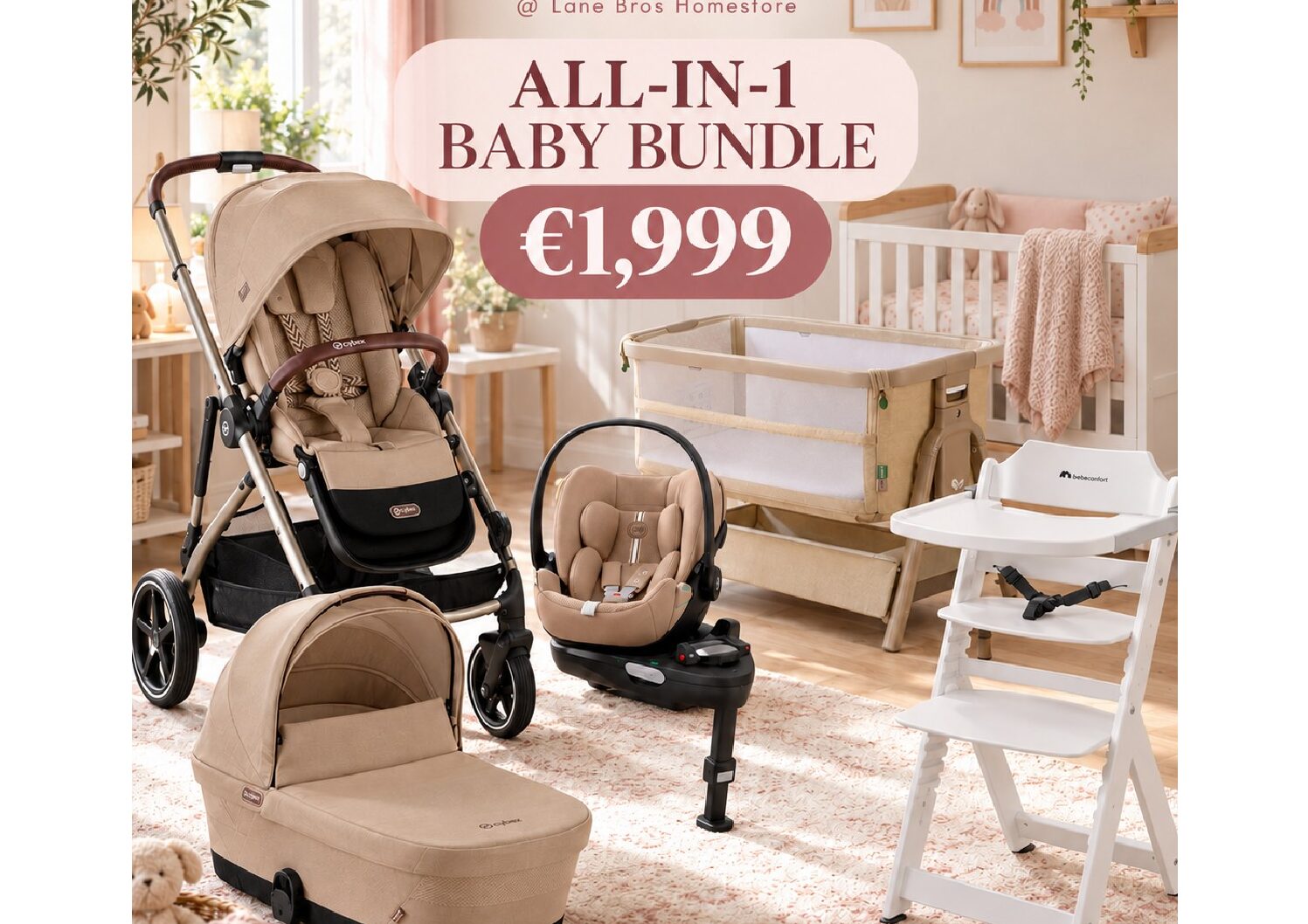 Baby Bundle Deal - Buggy, Car seat, Cot, Crib, High chair